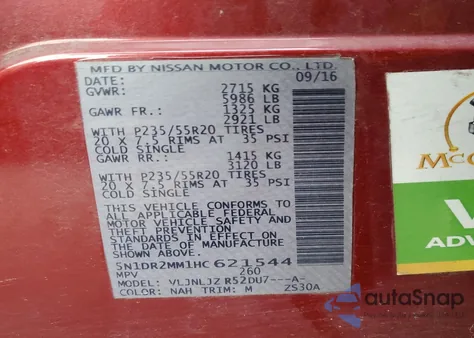 2017 Nissan Pathfinder S from USA, damaged, VIN 5N1DR2MM1HC621544